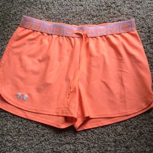 Orange underarmour shorts